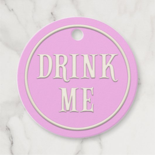 "Drink mij" Wonderland Tea Party Pink Personalized Bedankjes Labels (Voorkant)