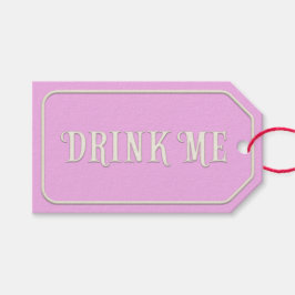 "Drink mij" Wonderland Tea Party Pink Personalized Cadeaulabel