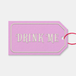"Drink mij" Wonderland Tea Party Pink Personalized Cadeaulabel