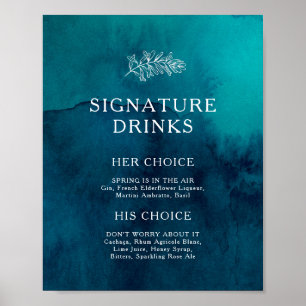 Drink Moody Ocean Waterverf Signature Sign Poster