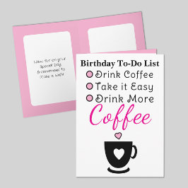 Drink more coffee white pink birthday kaart