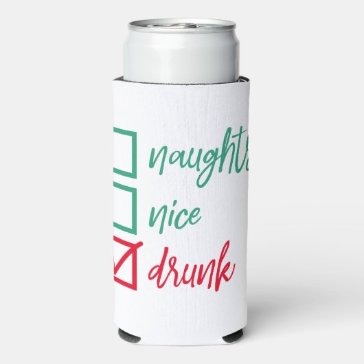 Drink Niet Ondeugend of Nice | Funny Christmas Hum Seltzer Blikjeskoeler (Seltzer Achterkant)