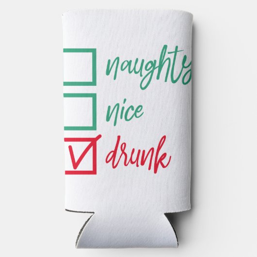 Drink Niet Ondeugend of Nice | Funny Christmas Hum Seltzer Blikjeskoeler (Achterkant)