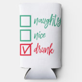 Drink Niet Ondeugend of Nice | Funny Christmas Hum Seltzer Blikjeskoeler (Voorkant)