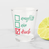 Drink Niet Ondeugend of Nice | Funny Christmas Hum Shot Glas (Voorkant)