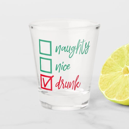 Drink Niet Ondeugend of Nice | Funny Christmas Hum Shot Glas (Voorkant)