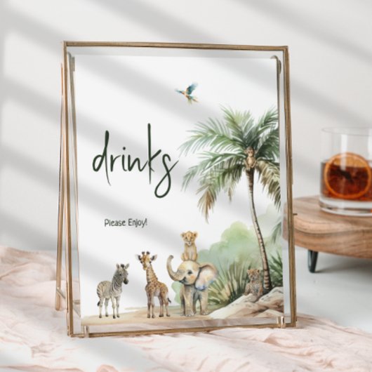 Drink oerwoud Safari Animals Baby shower Poster