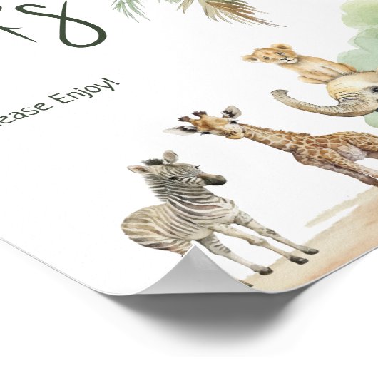 Drink oerwoud Safari Animals Baby shower Poster (Hoek)