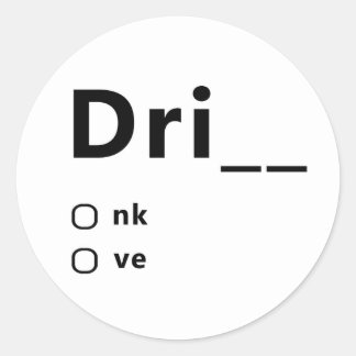 Drink of aandrijving ronde sticker