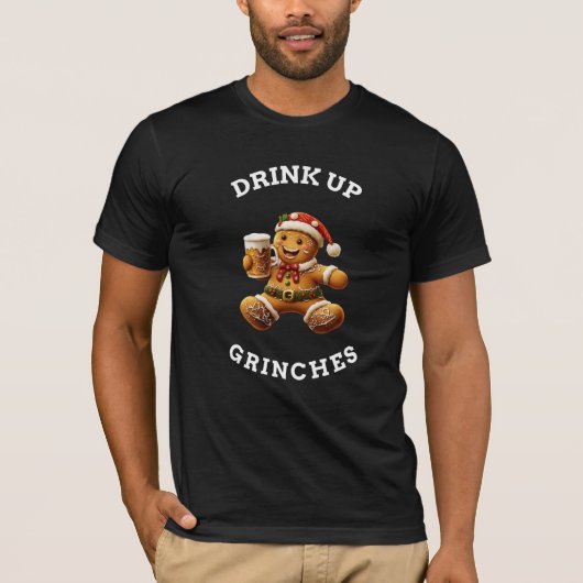 Drink omhoog, grijns t-shirt (Voorkant)