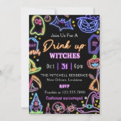 Drink omhoog heksen gloeien donker halloween feest kaart (Voorkant)