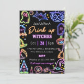 Drink omhoog heksen gloeien donker halloween feest kaart (Staand voorkant)