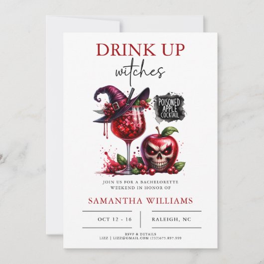 Drink omhoog heksen gotische vrijgezellenfeest kaart (Voorkant)