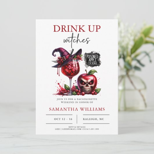 Drink omhoog heksen gotische vrijgezellenfeest kaart (Staand voorkant)