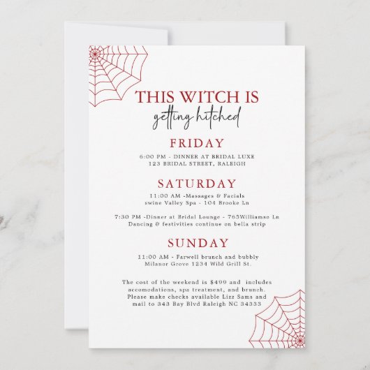 Drink omhoog heksen gotische vrijgezellenfeest kaart (Achterkant)