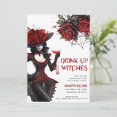 Drink omhoog heksen gotische vrijgezellenfeest kaart (Staand voorkant)