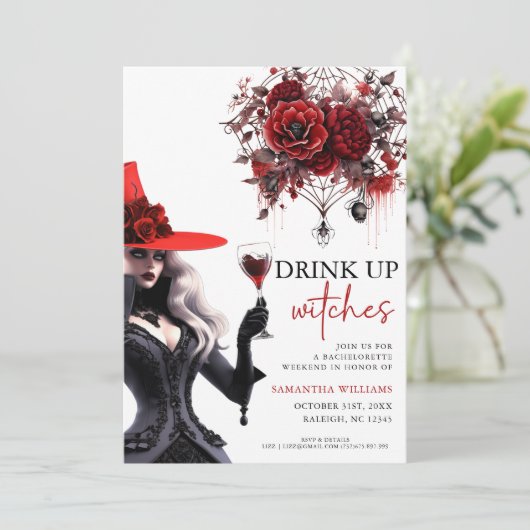 Drink omhoog heksen gotische vrijgezellenfeest kaart (Staand voorkant)