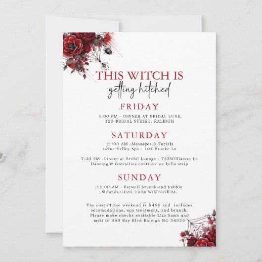 Drink omhoog heksen gotische vrijgezellenfeest kaart (Achterkant)