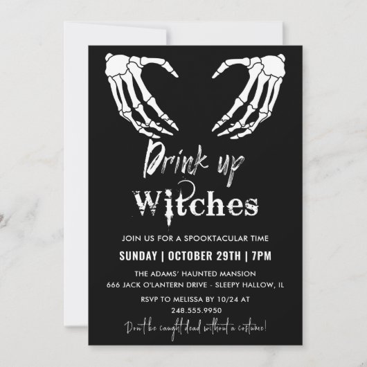 Drink omhoog heksen grijs halloween feest kaart (Voorkant)