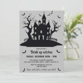 Drink omhoog heksen grijs Halloween Party Kaart (Staand voorkant)