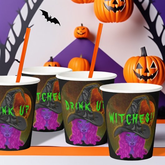 Drink omhoog heksen Halloween heks partij servies Papieren Bekers