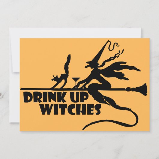 Drink omhoog heksen polka dot halloween kaart (Achterkant)