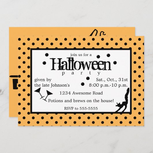 Drink omhoog heksen polka dot halloween kaart (Voorkant / Achterkant)