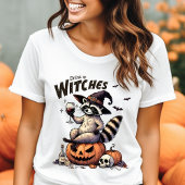Drink Omhoog Heksen  Raccoon Halloween T-shirt