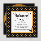 Drink omhoog heksen Sinaasappel polka dot hallowee Kaart (Voorkant / Achterkant)