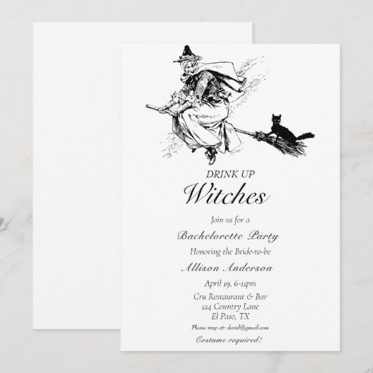 Drink omhoog heksen vrijgezellenfeest kaart (Voorkant / Achterkant)