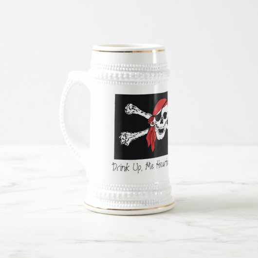 Drink omhoog, ik hoor, joh. bierpul (Voorkant links)