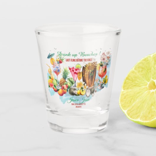 Drink omhoog stranden Cocktail Fruit Bachelorette Shot Glas (Voorkant)