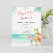Drink Omhoog Stranden Tropische Cocktails Bridal B Kaart (Staand voorkant)