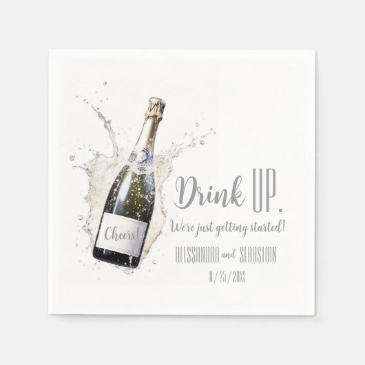 "Drink omhoog. We zijn nog maar net begonnen!" Bru Servet (Voorkant)