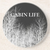 Drink Onderzetter van zwarte en witte bosbomen (Voorkant)