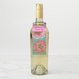 "Drink Op!" Bloemige Wijn Cadeaubijsluiter Flessenhanger
