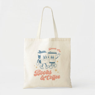 Drink op boeken en koffie tote bag