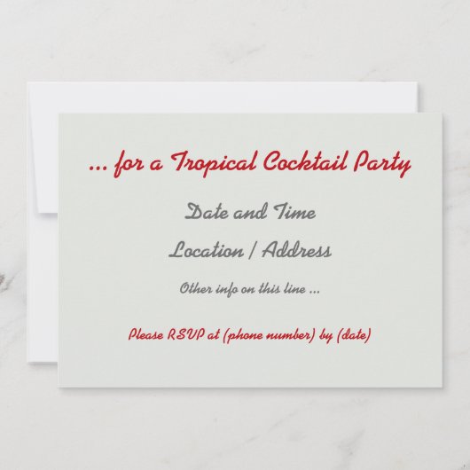 Drink op de douaneuitnodiging van het Strand Kaart (Achterkant)