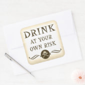 Drink op eigen risico Halloween-waarschuwingslabel Vierkante Sticker (Envelop)