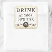 Drink op eigen risico Halloween-waarschuwingslabel Vierkante Sticker (Tas)