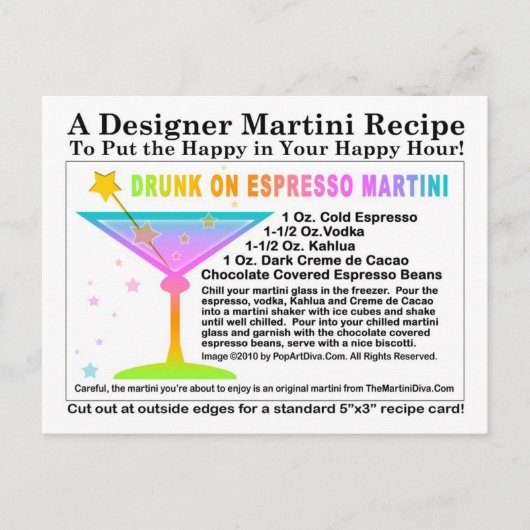 Drink op Expresso Martini Recept Briefkaart (Voorkant)