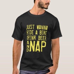 drink op fietsen bibberen dutje grappig motorrijde t-shirt