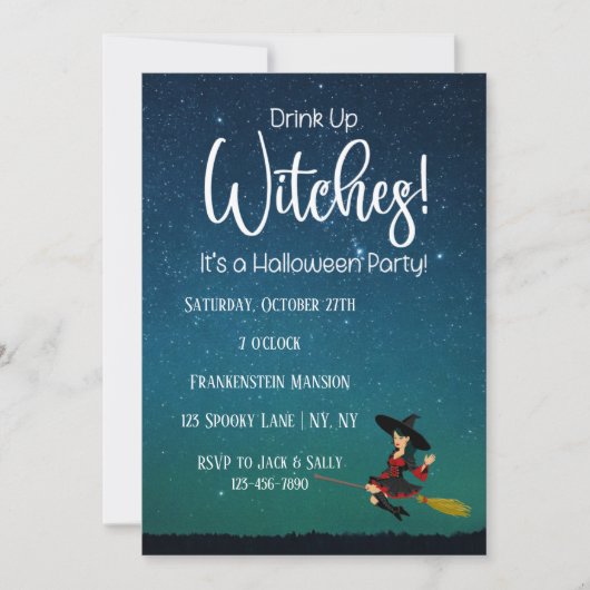 Drink op getuigen Dark Halloween Party Invitation Kaart (Voorkant)