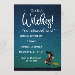 Drink op getuigen Dark Halloween Party Invitation Kaart