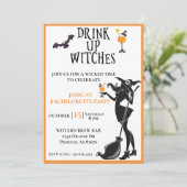 Drink op heksen Bachelorette Halloween oktober Kaart (Staand voorkant)