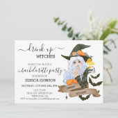 Drink op heksen Bachelorette Party Halloween Kaart (Staand voorkant)