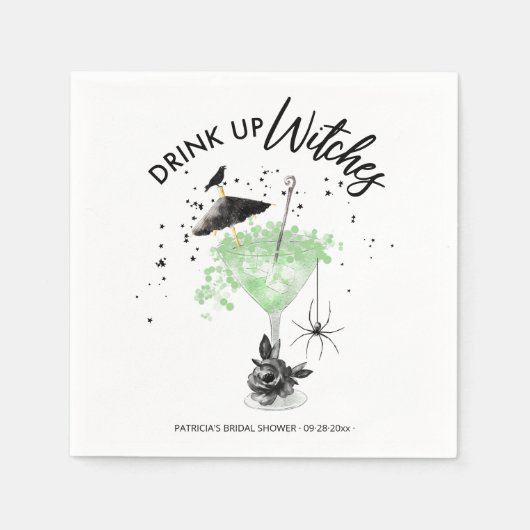 Drink op Heksen Cocktail Halloween Bruidsfeest Servet (Voorkant)