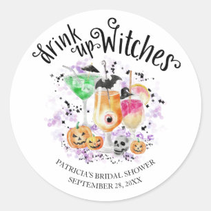 Drink op Heksen Cocktail Halloween Bruiloftsborrel Ronde Sticker