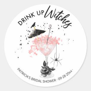 Drink op Heksen Cocktail Halloween Bruiloftsborrel Ronde Sticker