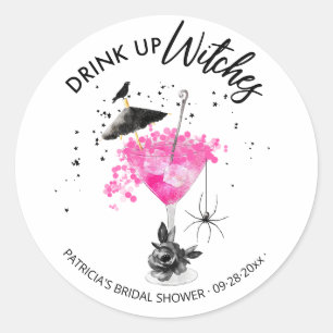 Drink op Heksen Cocktail Halloween Bruiloftsborrel Ronde Sticker